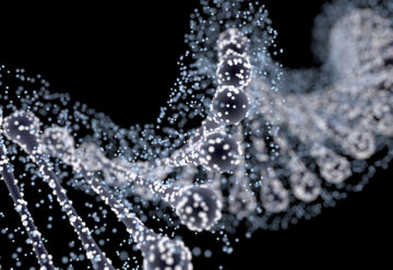 Spiral DNA against a dark background