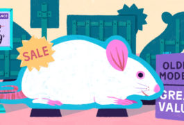 illustration of mouse on sale in a city